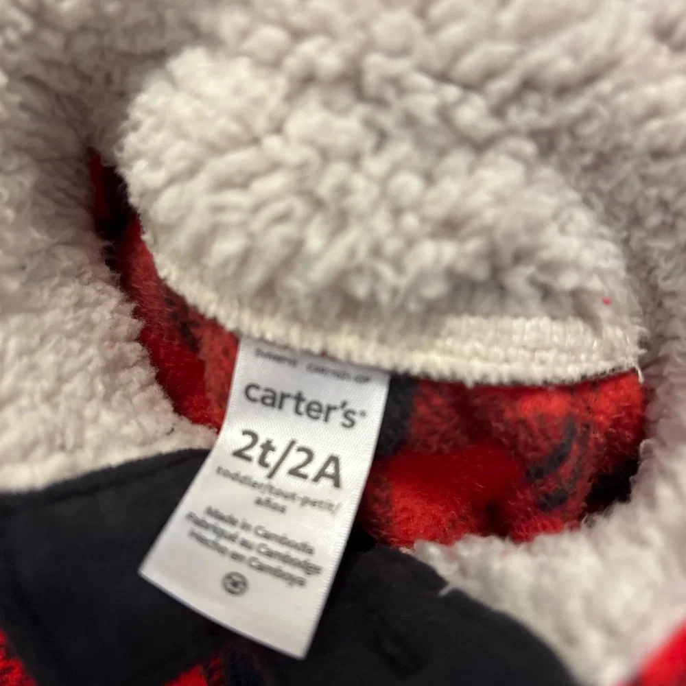 Carter's Red Plaid Kids Pullover Fleece. Size 2T